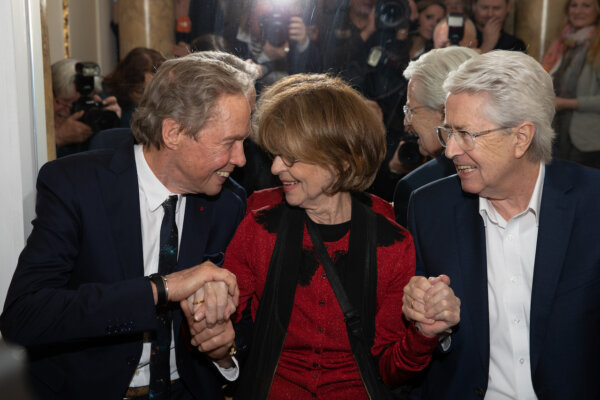 Peter Kraus mit Cornelia Froboess und Frank Elstner bei der Feier zu seinem 80. Geburtstag am 18.03.2019 in den Südtiroler Stuben